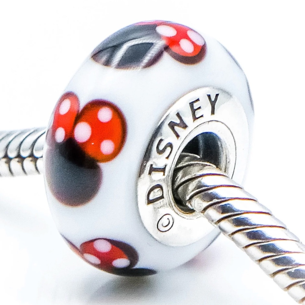 PANDORA Disney Classic Minnie Murano Glass Sterling Silver Charm